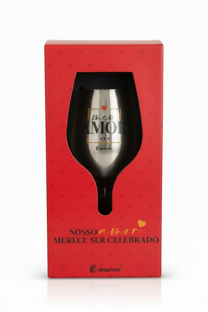 Taça de Vinho 385 ml Vidro | Meu Amor Presente Romântico para Dia Especial | Brasfoot