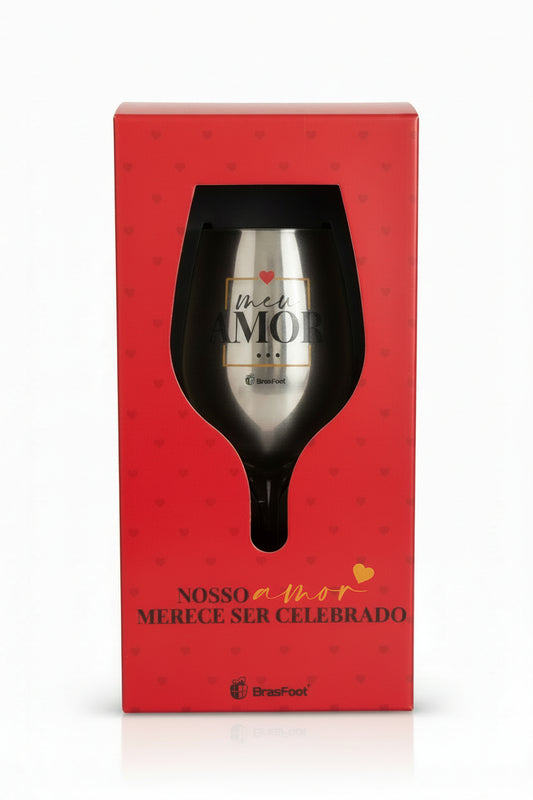 Taça de Vinho 385 ml Vidro | Meu Amor Presente Romântico para Dia Especial | Brasfoot