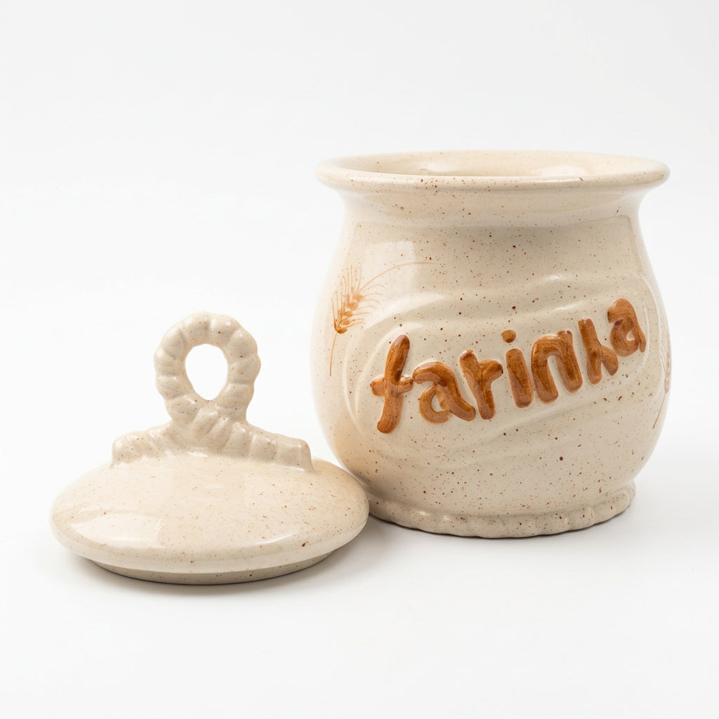 Pote de Mantimentos de Cerâmica Artesanal Farinha e Açúcar | Decoração Trigo – Cerâmica Alessandra