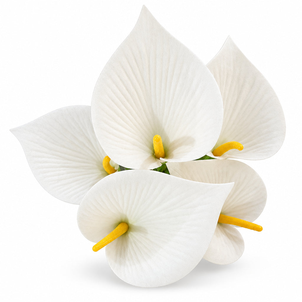 Buquê de Copo-de-Leite Artificial Branco 32 cm – 5 Hastes | FlorArte