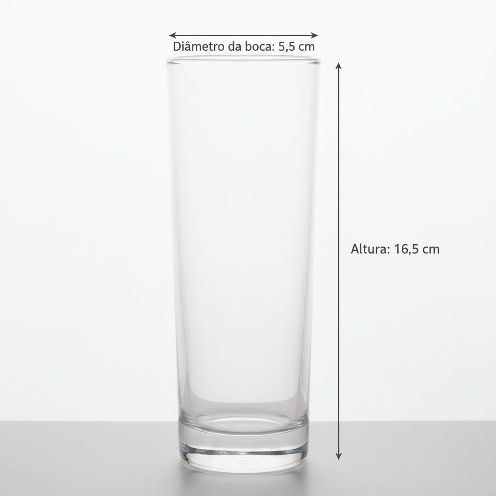 Conjunto 6 Copos Long Drink Tubo Cylinder 300ml Vidro Nadir