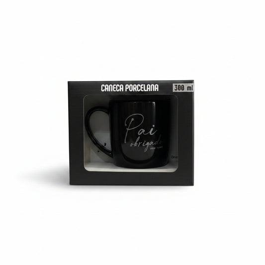 Caneca de Porcelana "Pai, Obrigado por Tudo" 300ml – Linha Urban Brasfoot | Presente Dia dos Pais