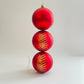 Bola de Natal Decorada 10 cm – Kit 3 un. PVC Vermelho FlorArte | Enfeite Árvore Natalina