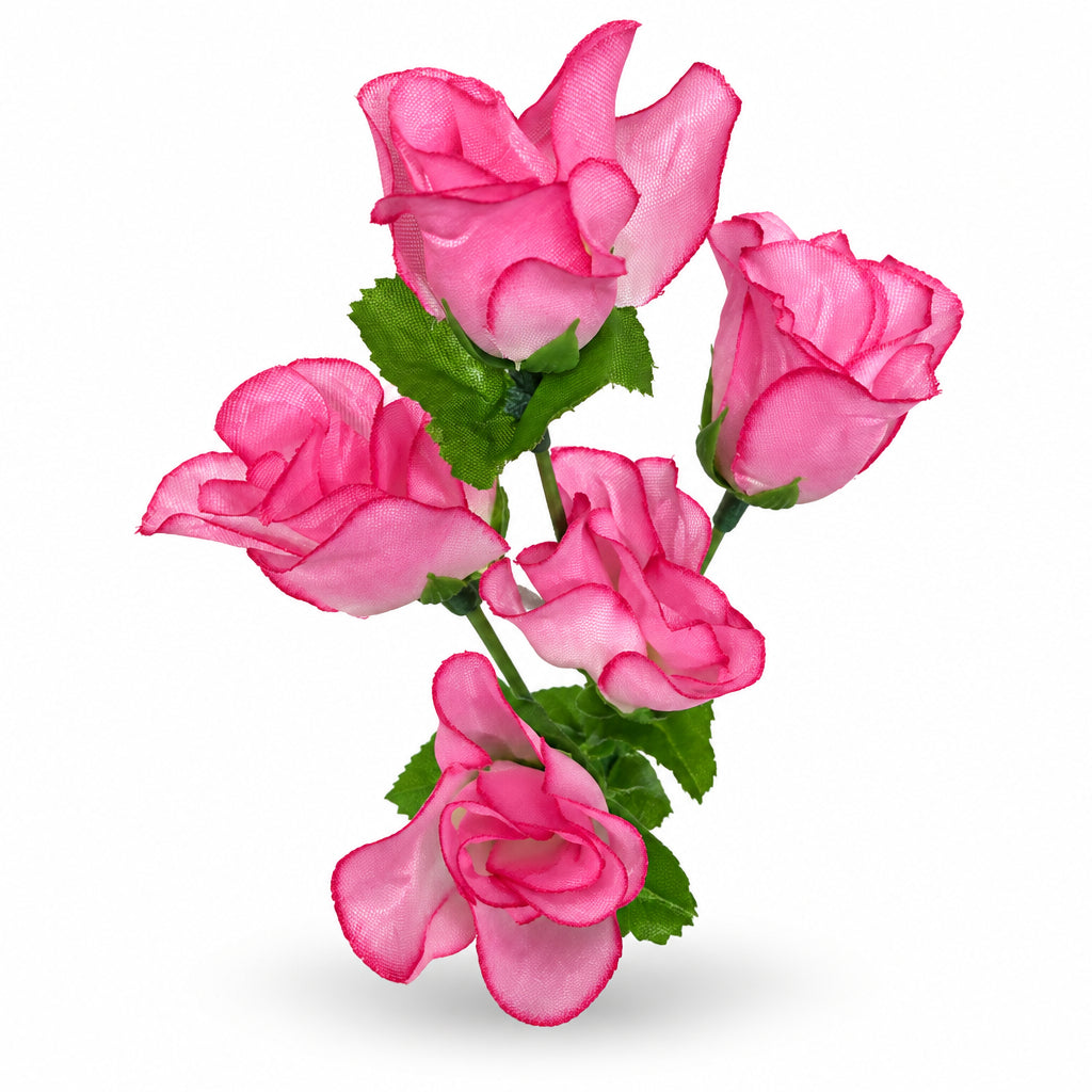 Buquê de Botões de Rosa Artificiais Cor-de-Rosa 35 cm – 5 Hastes | Florarte