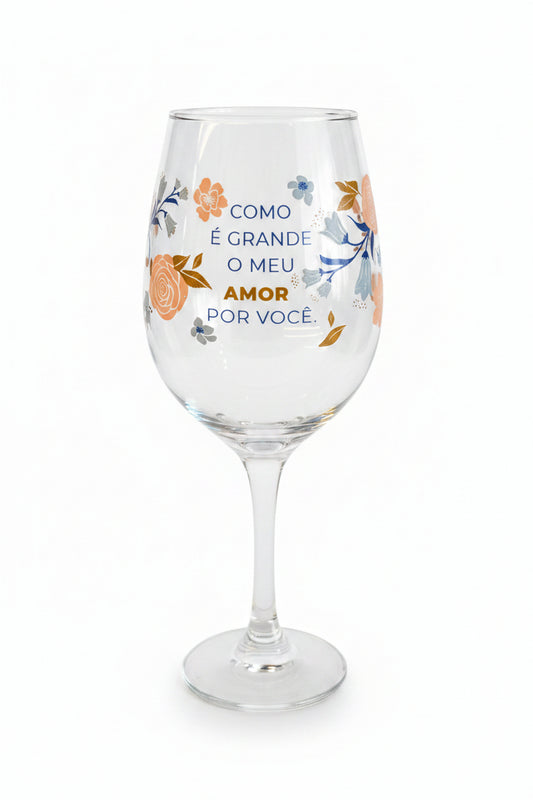 Taça de Vinho 385ml Vidro - Para Minha Mãe com Carinho | Brasfoot