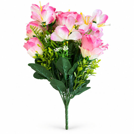 Buquê de Rosas Artificiais Cor-de-Rosa 42 cm – 12 Flores | FlorArte