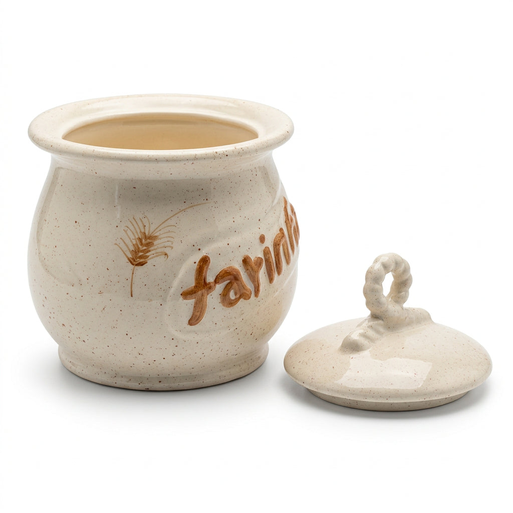 Pote de Mantimentos de Cerâmica Artesanal Farinha e Açúcar | Decoração Trigo – Cerâmica Alessandra