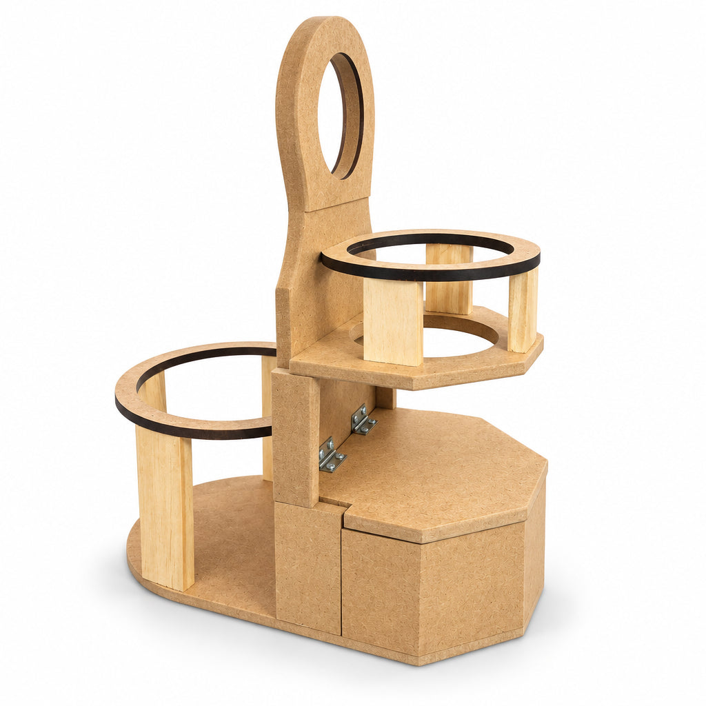 Porta Cuia e Térmica de Madeira Alf – Suporte para Chimarrão 1 L e 2 L