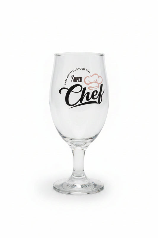 Kit Taça + Avental Super Chef Rosa Brasfoot 330ml | Presente Criativo para Cozinhar e Churrasco