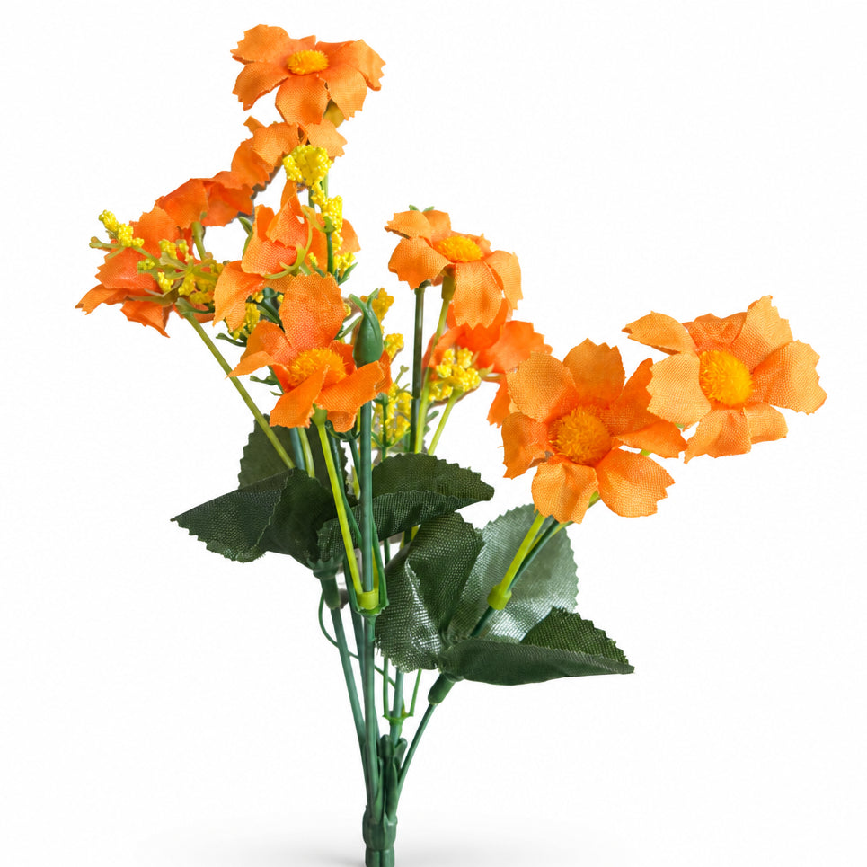 Buquê de Margaridas Artificiais Amarelo e Laranja 28 cm – 10 Hastes | Florarte