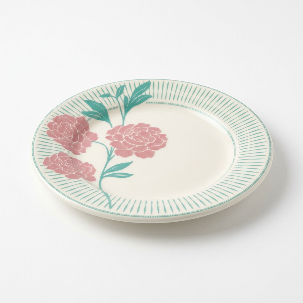 Kit 5 Pratos de Sobremesa 18 cm Donna Bloom Cerâmica Floral Rosa e Verde-Água – Biona Oxford