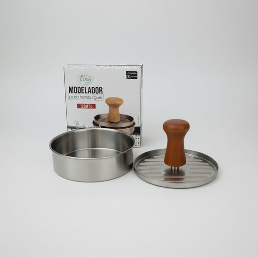 Modelador de Hambúrguer 12 cm Cosy Alumínio cabo Madeira