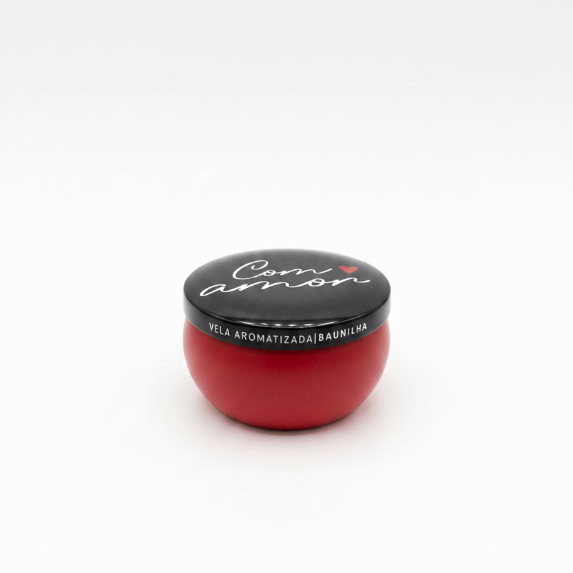 Vela Aromática 55g de Cera de Soja em Lata | Com Amor <3 | Brasfoot Presentes