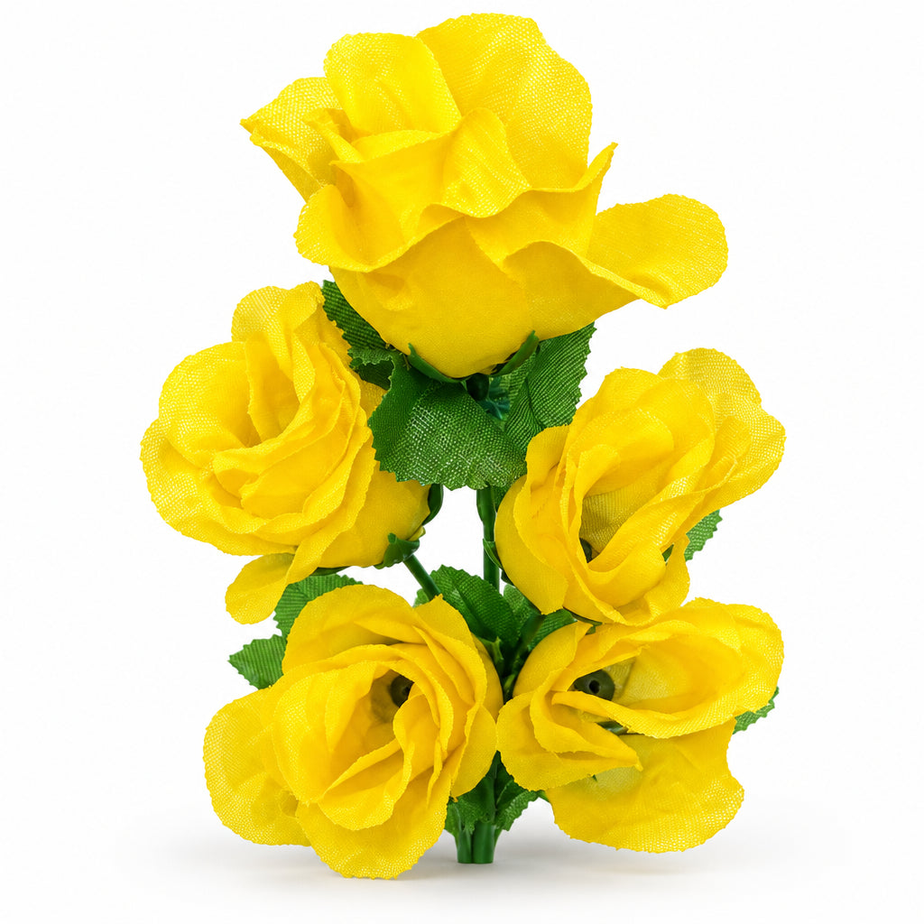Buquê de Botões de Rosa Artificiais Amarelo 35 cm – 5 Hastes | FlorArte