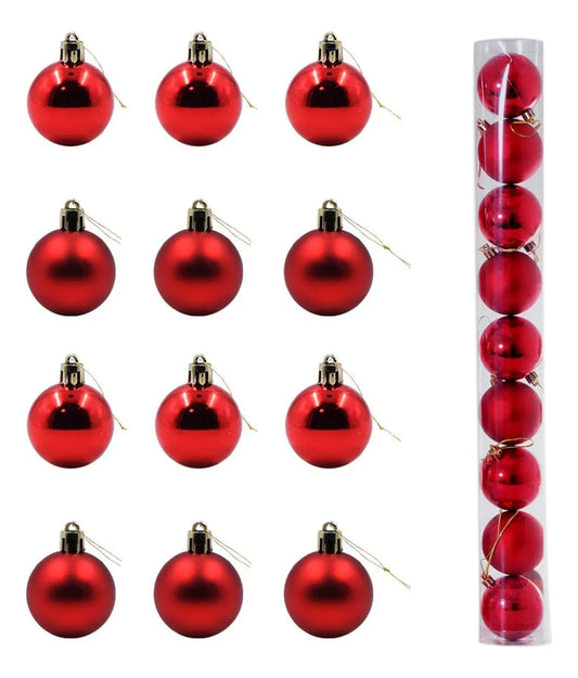 Kit 12 Bolas de Natal Vermelhas 4 cm – Wincy Natal | Enfeites de Árvore