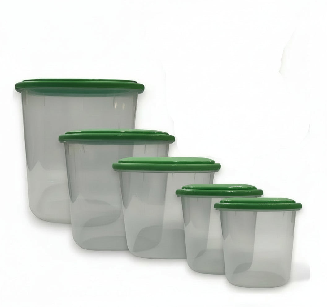 Kit 5 Potes Quadrados Sanremo Vac Freezer 490/2C Hermético Freezer Micro-ondas
