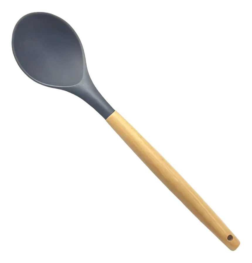 Colher de Silicone BigSul 31 cm – Utensílio Anti-aderente Cinza, Material Premium para Cozinha