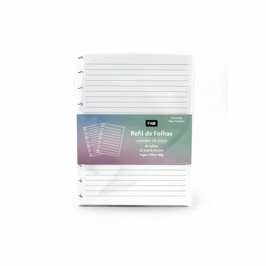 Refil para Caderno Inteligente 10 Discos FWB 8383 | 80 Folhas Pautadas | 25,3 x 18,5 cm | Offset 80g