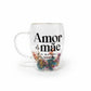 Caneca de Vidro Flower 320ml Brasfoot | Mãe, Melhor Amor do Mundo