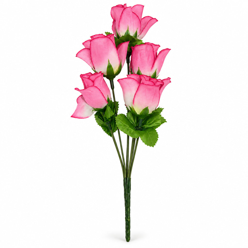 Buquê de Botões de Rosa Artificiais Cor-de-Rosa 35 cm – 5 Hastes | Florarte