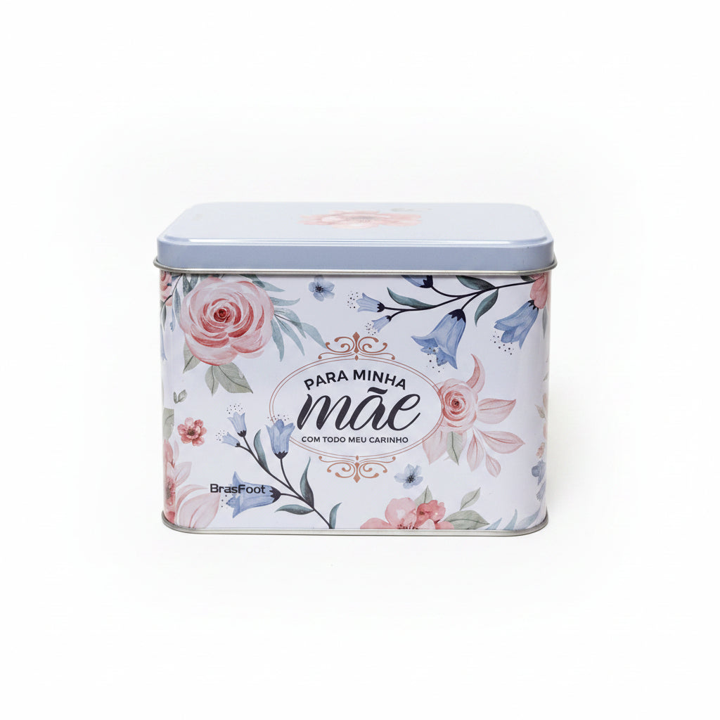 Caneca de Vidro 300ml Diamond Metalic com Lata – Presente para Mãe “Com Todo Meu Carinho” | Brasfoot