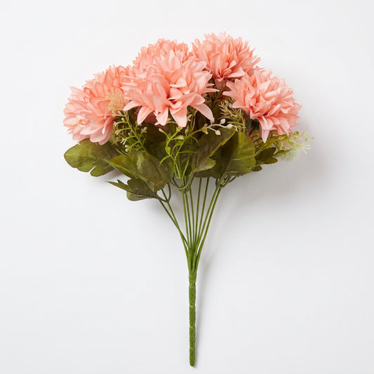 Buquê de Crisântemos Artificiais Salmão Outono 40 cm – 9 Hastes | FlorArte