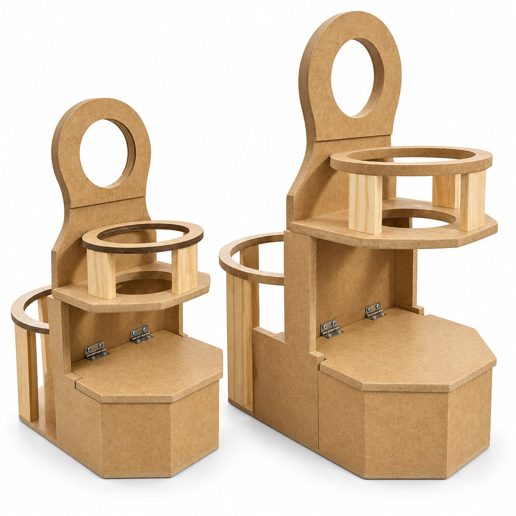 Porta Cuia e Térmica de Madeira Alf – Suporte para Chimarrão 1 L e 2 L