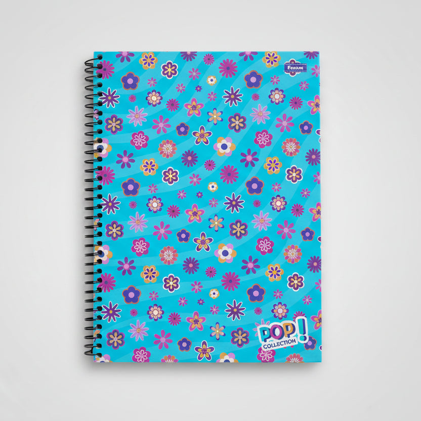 Caderno Universitário Foroni Pop Collection – 1 Matéria, 96 Folhas, Capa Dura, Espiral, Formato 200×275 mm – Design Colorido e Vibrante