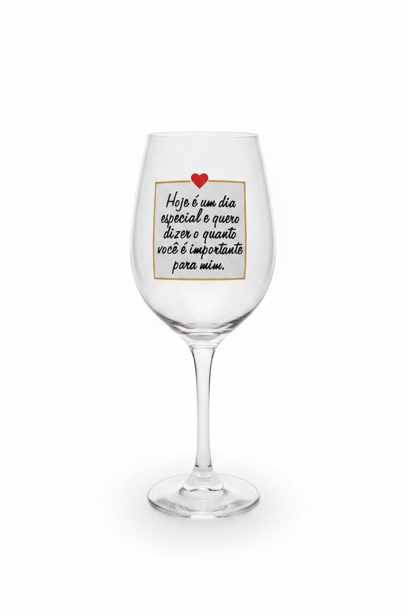 Taça de Vinho 385 ml Vidro | Meu Amor Presente Romântico para Dia Especial | Brasfoot