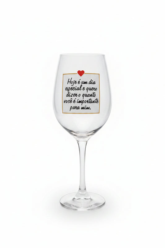 Taça de Vinho 385 ml Vidro | Meu Amor Presente Romântico para Dia Especial | Brasfoot