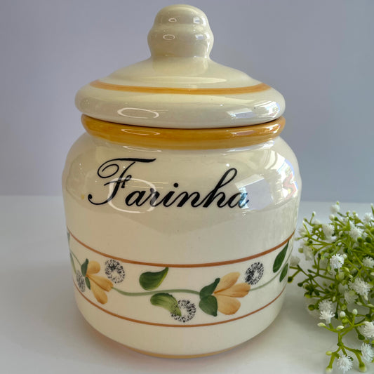 Pote de Mantimento Porta Farinha em Cerâmica 20 x 15 cm – Star Bella | Organização e Estilo para sua Cozinha