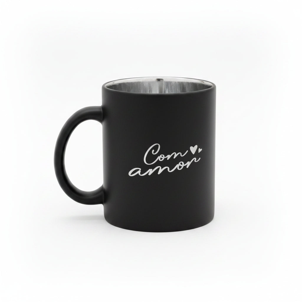 Caneca de Vidro Diamond Metalic 300ml com Lata Presenteável – “Para Quem Me Faz Muito Feliz” | Brasfoot