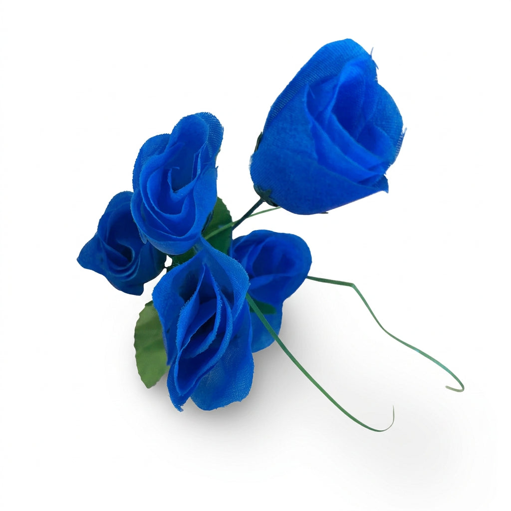 Buquê de Botões de Rosa Artificiais Azul 35 cm – 5 Hastes | FlorArte