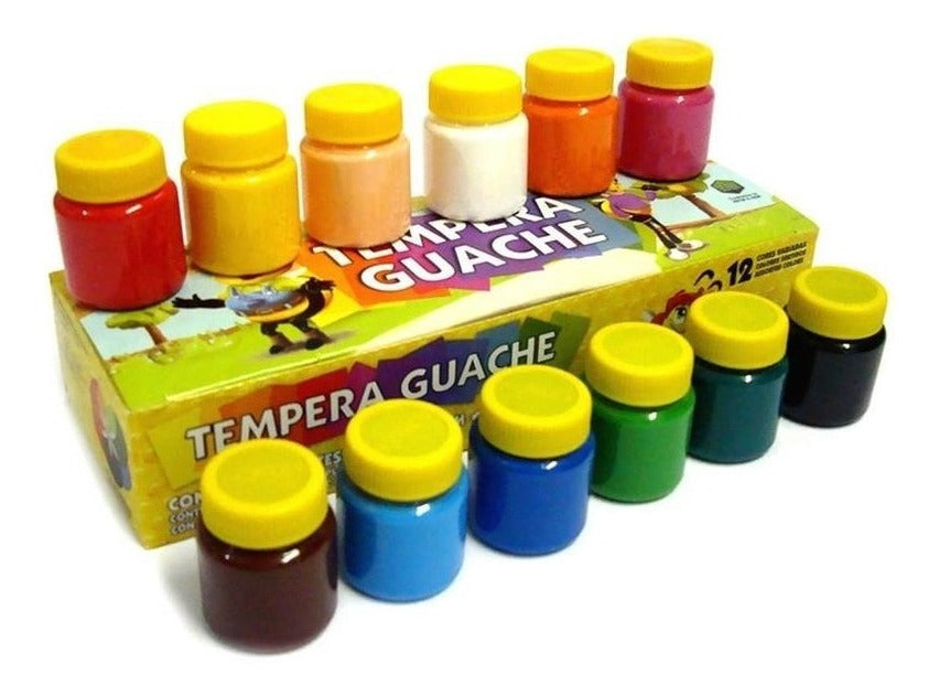 Tinta Tempera Guache 12 Cores Frasco 15ml | Acrilex