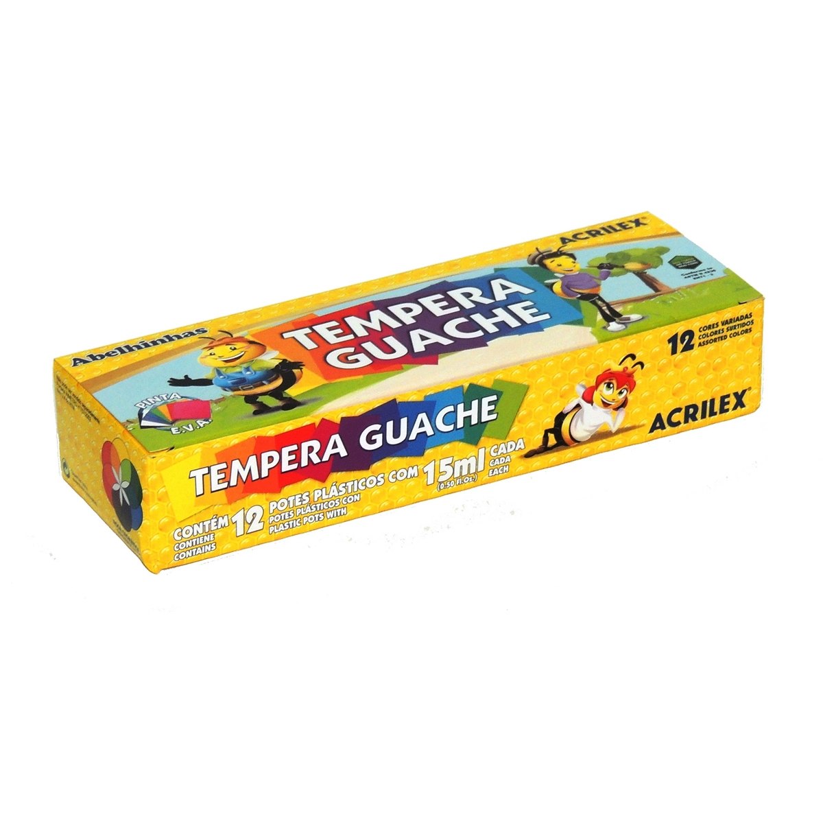 Tinta Tempera Guache 12 Cores Frasco 15ml | Acrilex