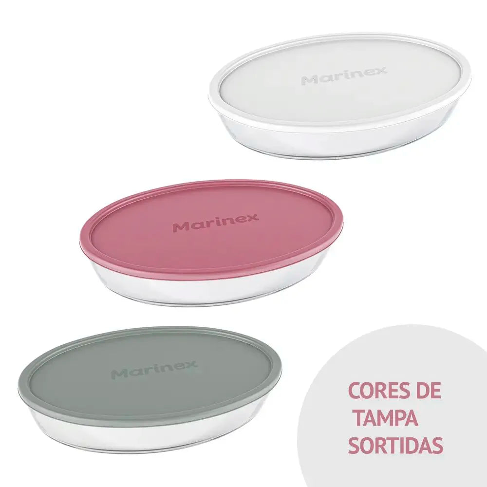 Assadeira Oval de Vidro Temperado Marinex 3,2L com Tampa Plástica BPA Free – Nadir Figueiredo