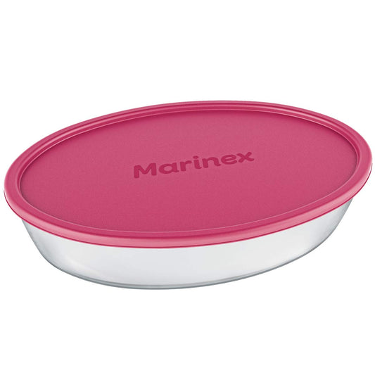 Assadeira Oval de Vidro Temperado Marinex com Tampa 1,6L – Nadir | Forno, Micro-ondas e Freezer