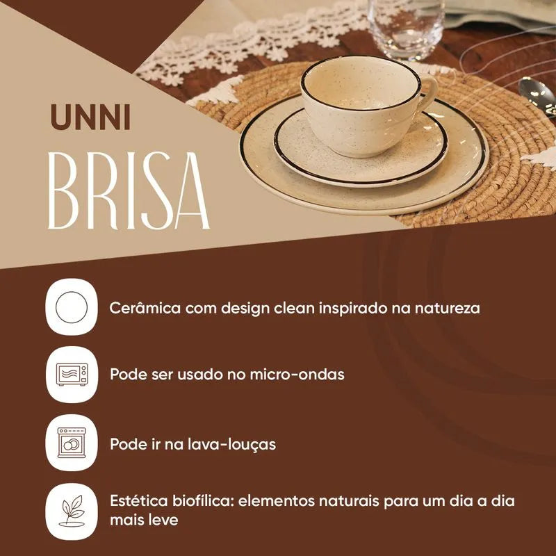 Prato Fundo Cerâmica 20,5 cm Unni Brisa Oxford – Decorada com Pontinhos Pretos