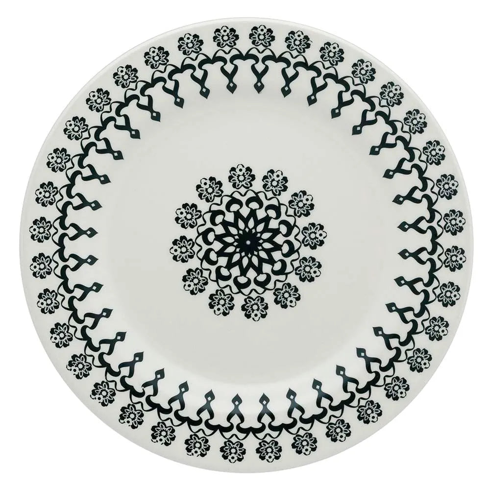 Conjunto 6 Pratos Rasos Folk 24cm | Cerâmica Biona Oxford | Estampa Abstrata