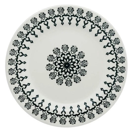 Conjunto 6 Pratos Rasos Folk 24cm | Cerâmica Biona Oxford | Estampa Abstrata