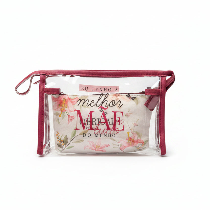 Kit 2 Necessaires | Eu tenho a Melhor Mãe do Mundo | BrasFoot Presentes