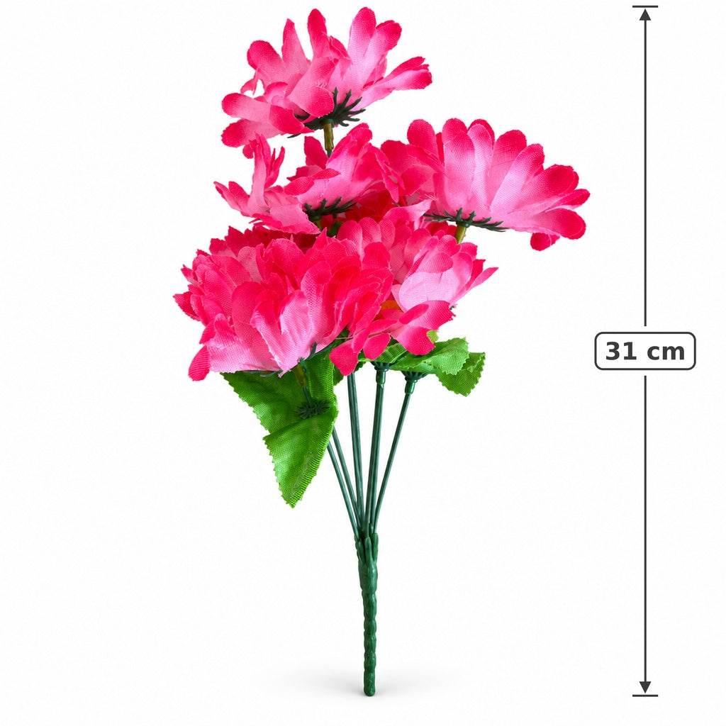 Buquê de Gérberas Artificiais Creme e Rosa 31 cm – 7 Hastes | FlorArte