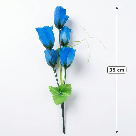 Buquê de Botões de Rosa Artificiais Azul 35 cm – 5 Hastes | FlorArte