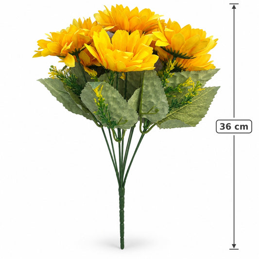 Buquê de Girassóis Artificiais Amarelo 36 cm – 7 Hastes | FlorArte
