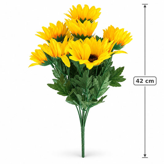 Buquê de Girassóis Artificiais Amarelo 42 cm – 9 Hastes | FlorArte