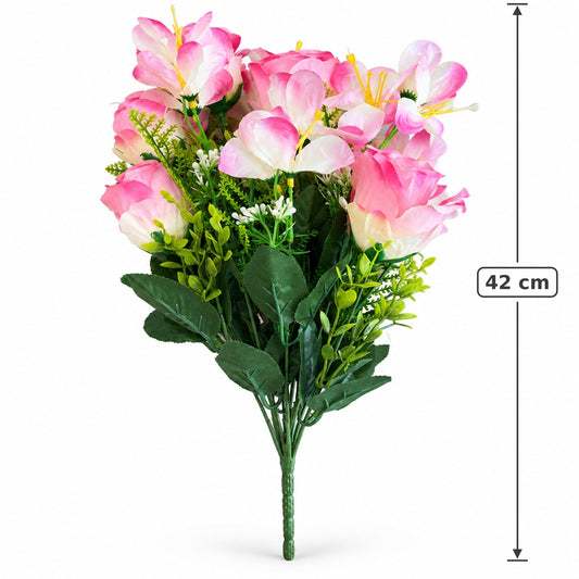 Buquê de Rosas Artificiais Cor-de-Rosa 42 cm – 12 Flores | FlorArte