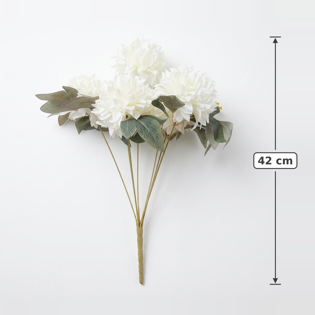 Buquê de Crisântemos Artificiais Branco 42 cm – 7 Hastes | FlorArte