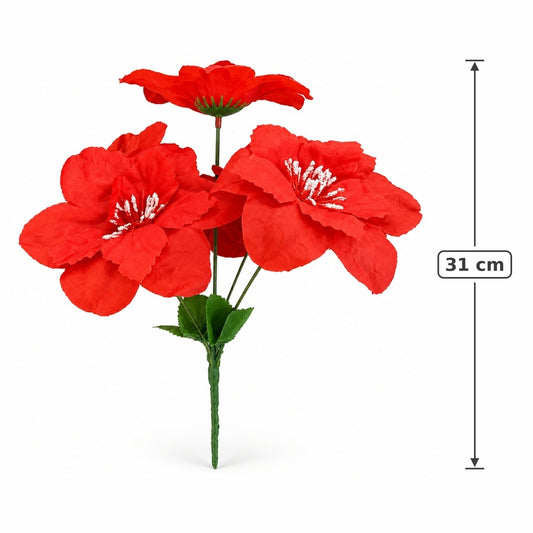 Buquê de Peônias Artificiais Vermelho 31 cm – 5 Hastes | FlorArte