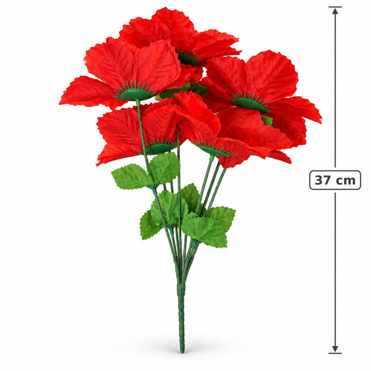 Buquê de Dálias Artificiais Vermelho 37 cm – 5 Hastes | FlorArte