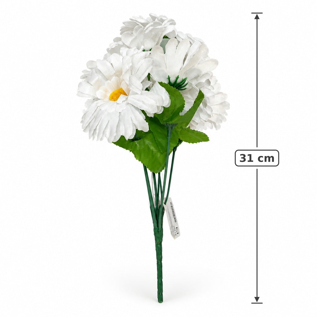 Buquê de Gérbera Artificial Branca com 7 Flores – 31 cm | Florarte